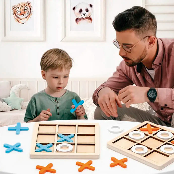 Tabuleiro de Madeira Mini Jogo da Velha Montessori